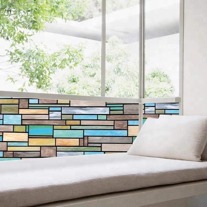 Niviy Privacy Window Film Non-Adhesive Removable Static Cling Glass Film Stained Glass Window Film for Home Kitchen Office 35.4 by 78.7 Inches - Image 2